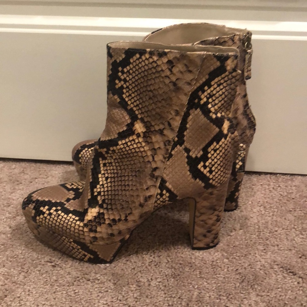 Zara leather snakeskin booties